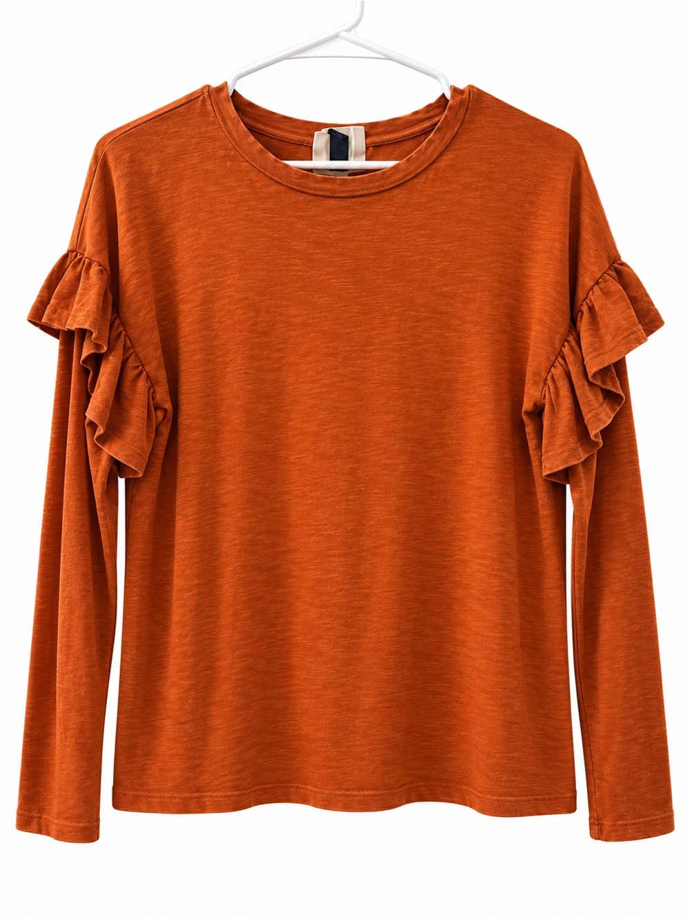 Universal Thread Rust Orange Ruffle Sleeve Top – Size Medium – Fall Boho